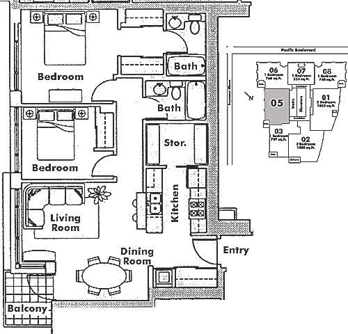 705 550 PACIFIC STREET, Vancouver, BC Floor Plan