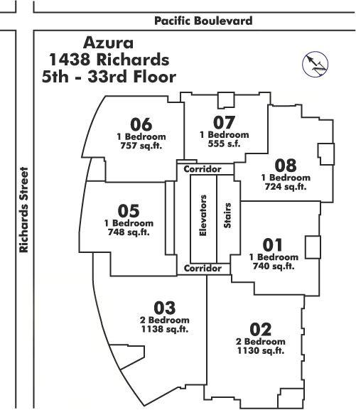 3107 1438 RICHARDS STREET, Vancouver, BC Floor Plate