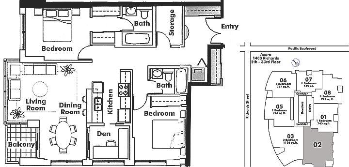 3002 1438 RICHARDS STREET, Vancouver, BC Floor Plan