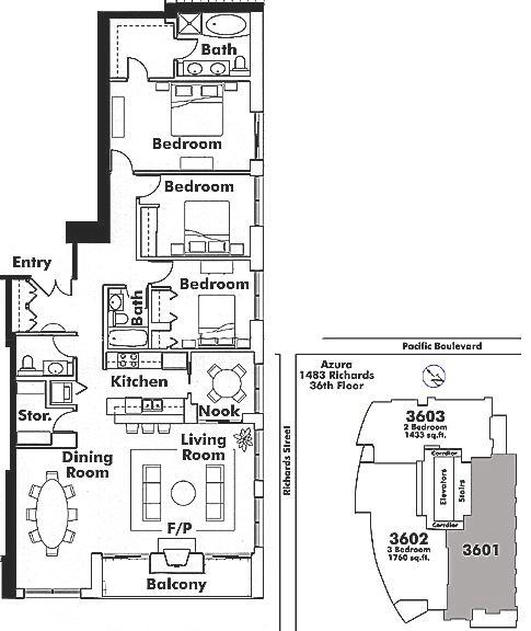 3601 1438 RICHARDS STREET, Vancouver, BC Floor Plan