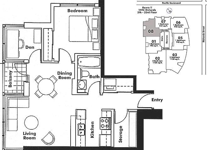 3108 1495 RICHARDS STREET, Vancouver, BC Floor Plan