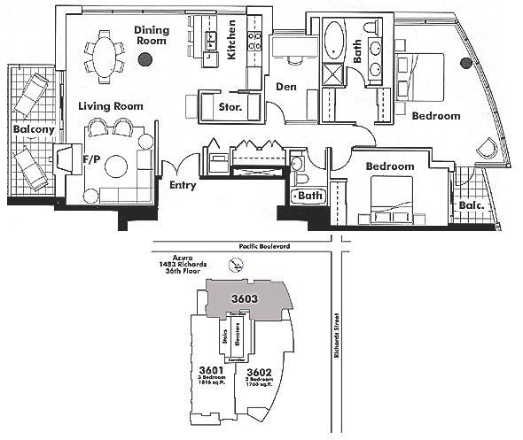 3603 1495 RICHARDS STREET, Vancouver, BC Floor Plan