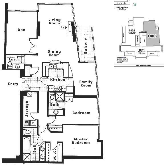 1803 1680 BAYSHORE DRIVE, Vancouver, BC Floor Plan