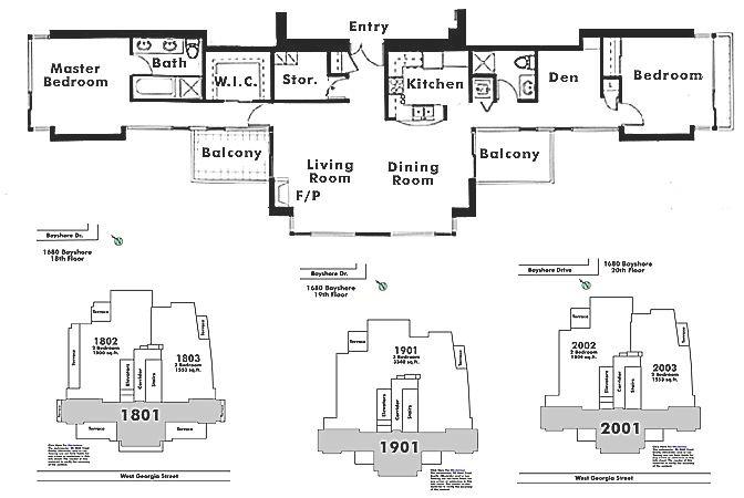 2001 1680 BAYSHORE DRIVE, Vancouver, BC Floor Plan