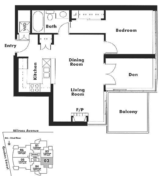 1703 120 MILROSS AVENUE, Vancouver, BC Floor Plan