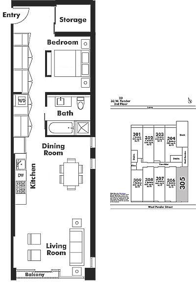 305 33 W PENDER STREET, Vancouver, BC Floor Plan