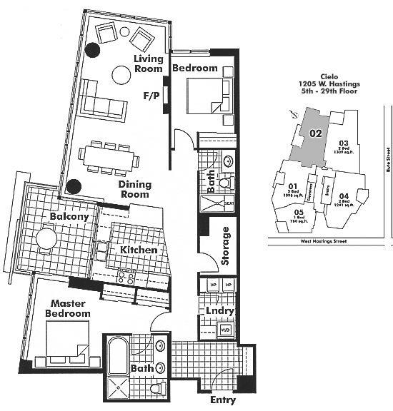 2102 1205 W HASTINGS STREET, Vancouver, BC Floor Plan