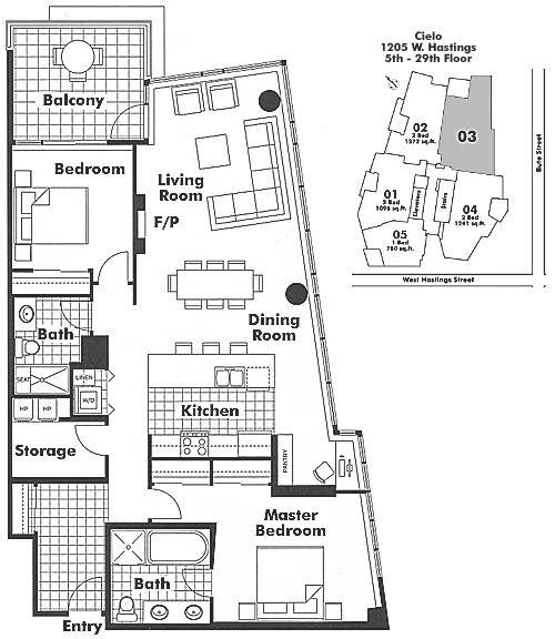 2403 1205 W HASTINGS STREET, Vancouver, BC Floor Plan