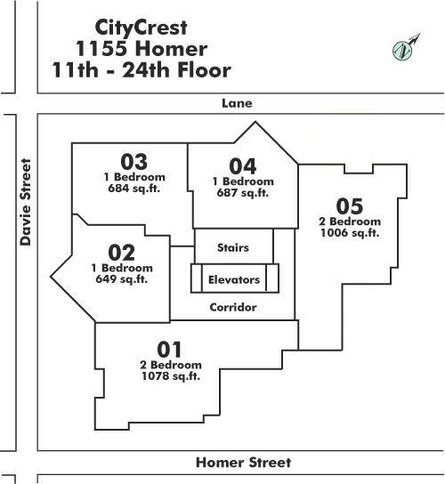 2205 1155 HOMER STREET, Vancouver, BC Floor Plate