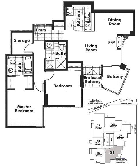 2301 1328 W PENDER STREET, Vancouver, BC Floor Plan