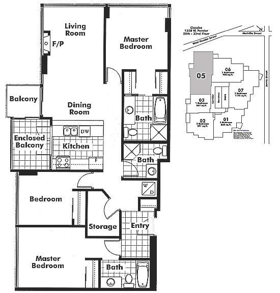 3105 1328 W PENDER STREET, Vancouver, BC Floor Plan