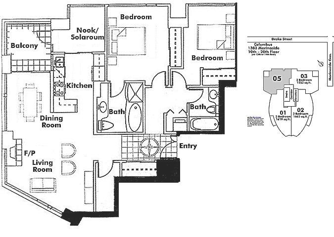 1605 1383 MARINASIDE CRESCENT, Vancouver, BC Floor Plan