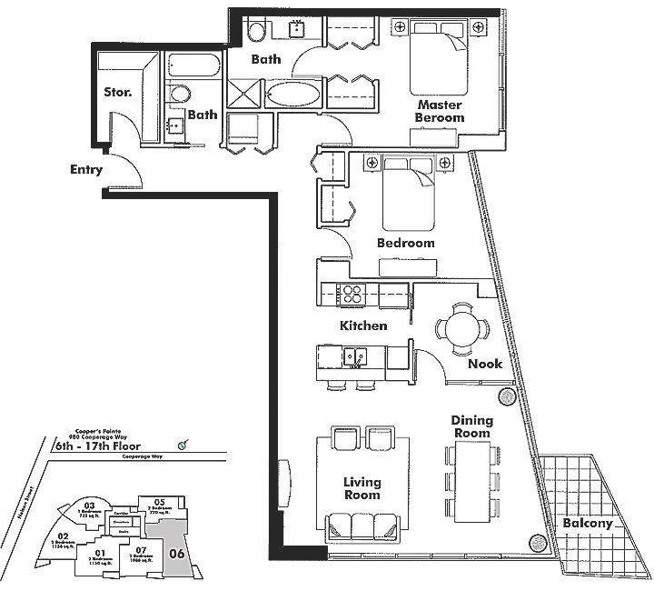 1506 980 Cooperage Way, Vancouver, BC Floor Plan