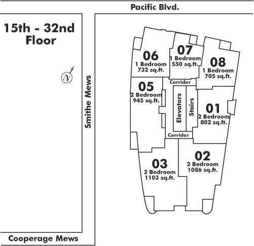 3001 33 SMITHE STREET, Vancouver, BC Floor Plate