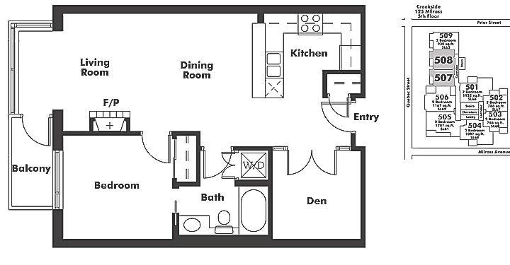 508 125 MILROSS AVENUE, Vancouver, BC Floor Plan