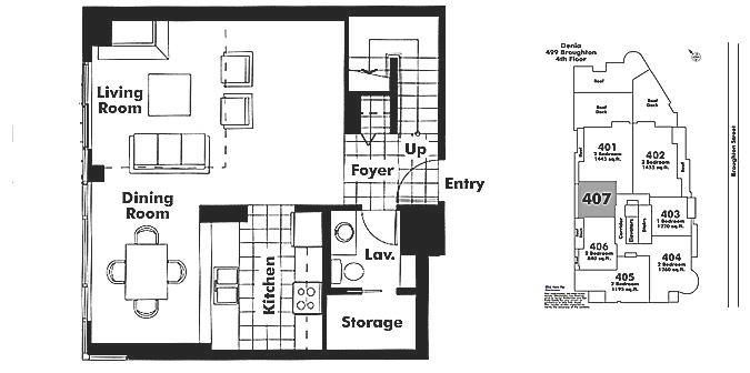 407 499 Broughton Street, Vancouver, BC Floor Plan