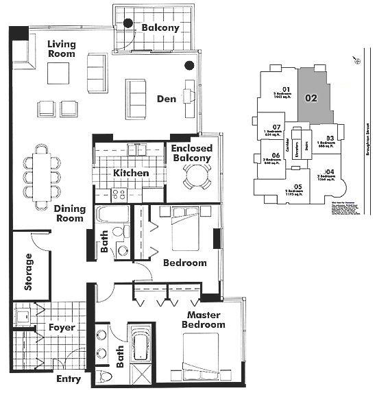 1002 499 BROUGHTON STREET, Vancouver, BC Floor Plan