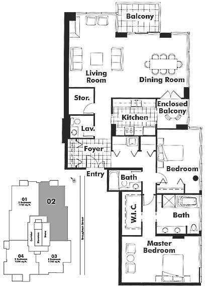 1402 499 BROUGHTON STREET, Vancouver, BC Floor Plan