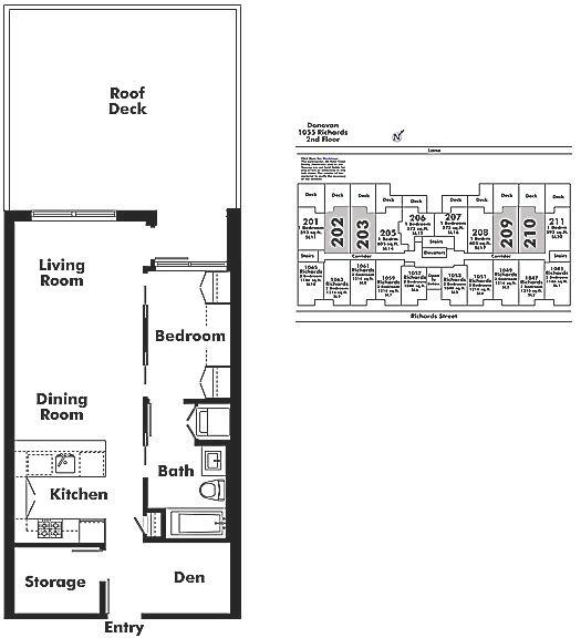 210 1055 Richards Street, Vancouver, BC Floor Plan