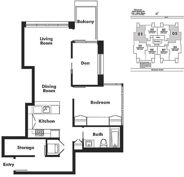 1705 1055 RICHARDS STREET, Vancouver, BC Floor Plan