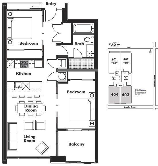 404 71 E PENDER STREET, Vancouver, BC Floor Plan