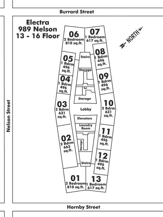 1307 989 NELSON STREET, Vancouver, BC Floor Plate