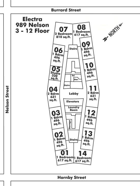 1207 989 NELSON STREET, Vancouver, BC Floor Plate