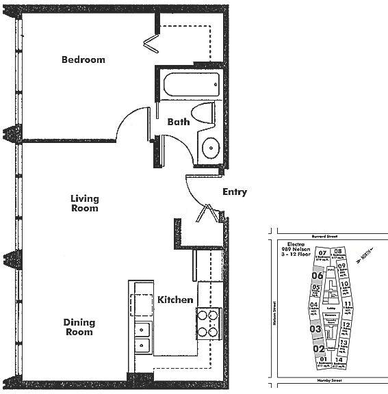 406 989 Nelson Street, Vancouver, BC Floor Plan