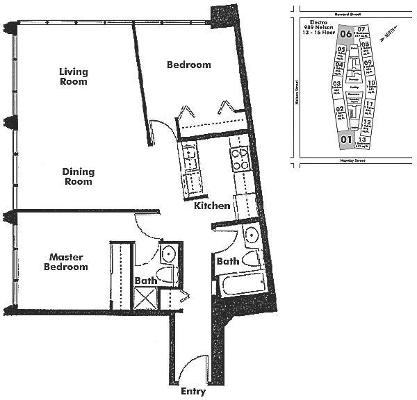 1401 989 NELSON STREET, Vancouver, BC Floor Plan