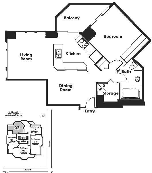 1702 1010 BURNABY STREET, Vancouver, BC Floor Plan