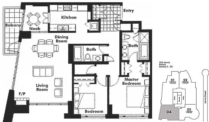 1304 323 JERVIS STREET, Vancouver, BC Floor Plan