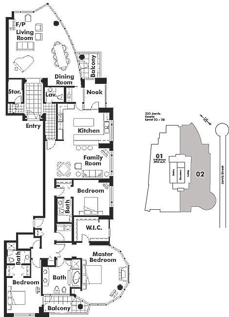 2302 323 JERVIS STREET, Vancouver, BC Floor Plan