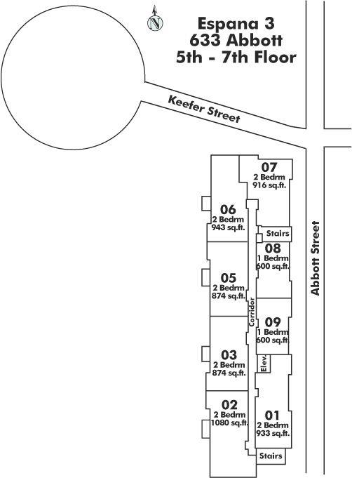 709 633 ABBOTT STREET, Vancouver, BC Floor Plate