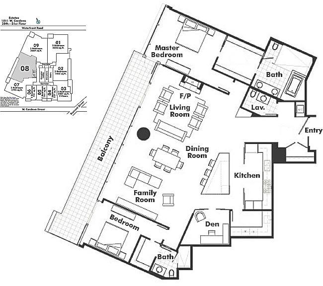 2808 1011 W CORDOVA STREET, Vancouver, BC Floor Plan