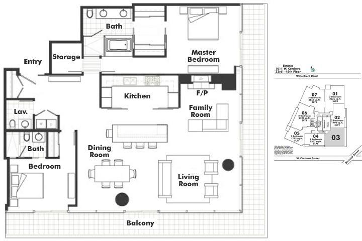 3403 1011 W CORDOVA STREET, Vancouver, BC Floor Plan