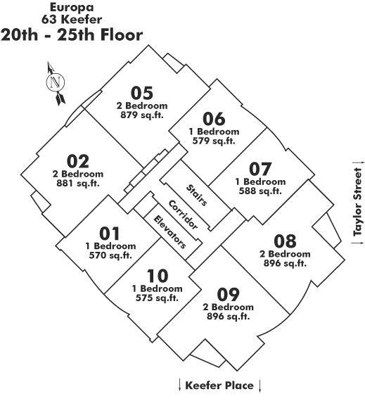 2501 63 KEEFER PLACE, Vancouver, BC Floor Plate
