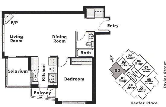 602 63 KEEFER PLACE, Vancouver, BC Floor Plan