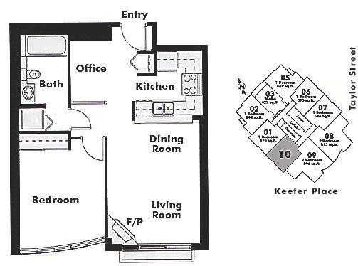 1510 63 KEEFER PLACE, Vancouver, BC Floor Plan