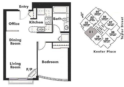1001 63 KEEFER PLACE, Vancouver, BC Floor Plan