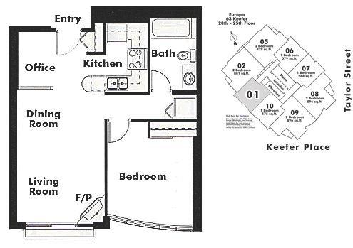 2101 63 KEEFER PLACE, Vancouver, BC Floor Plan