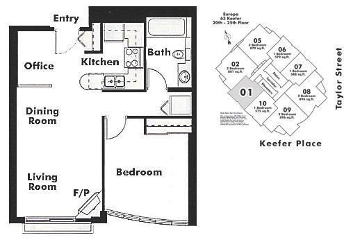 2501 63 KEEFER PLACE, Vancouver, BC Floor Plan