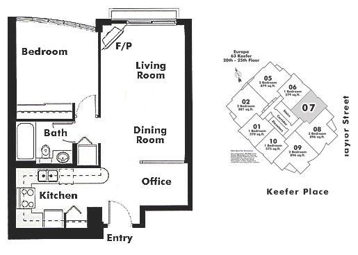 2207 63 KEEFER PLACE, Vancouver, BC Floor Plan
