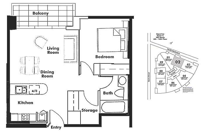 1502 1111 MARINASIDE CRESCENT, Vancouver, BC Floor Plan