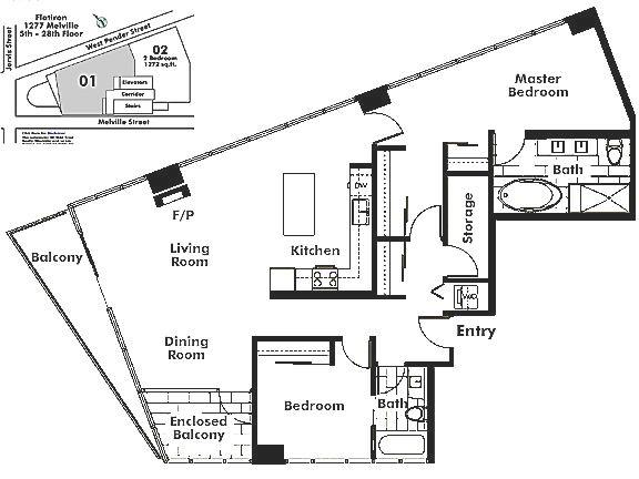 1201 1277 MELVILLE STREET, Vancouver, BC Floor Plan
