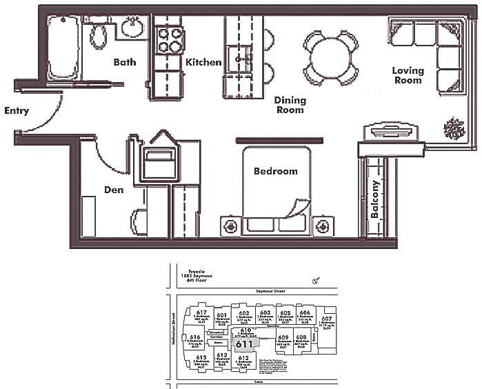 611 1082 SEYMOUR STREET, Vancouver, BC Floor Plan