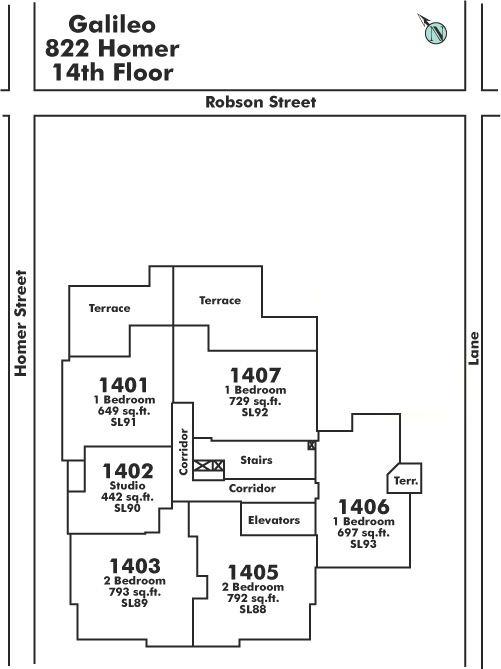 1405 822 HOMER STREET, Vancouver, BC Floor Plate
