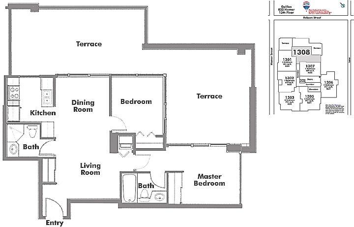 1308 822 HOMER STREET, Vancouver, BC Floor Plan