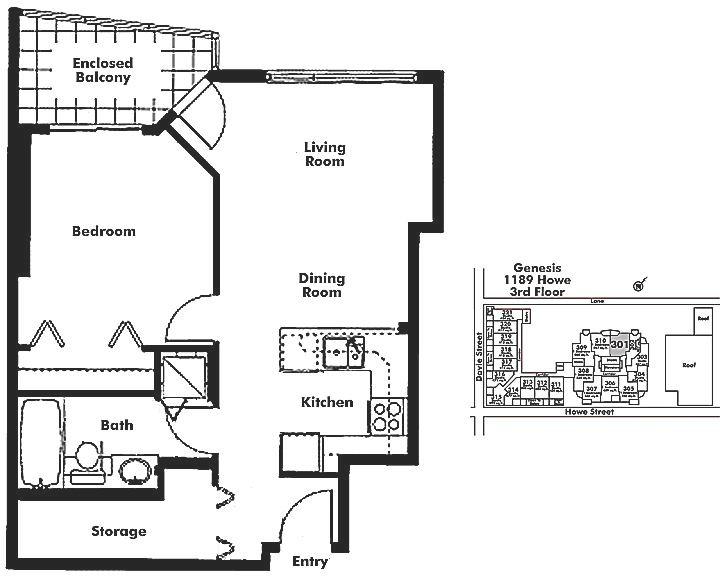 301 1189 Howe Street, Vancouver, BC Floor Plan