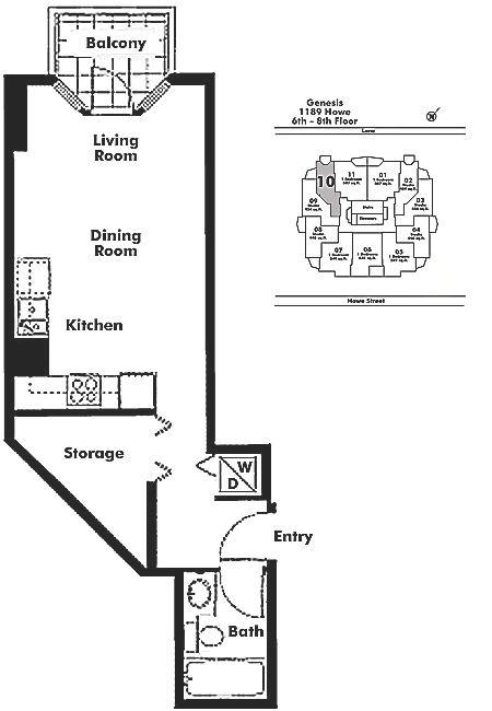710 1189 Howe Street, Vancouver, BC Floor Plan