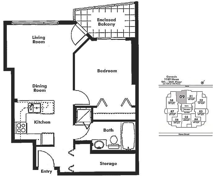 1509 1189 Howe Street, Vancouver, BC Floor Plan